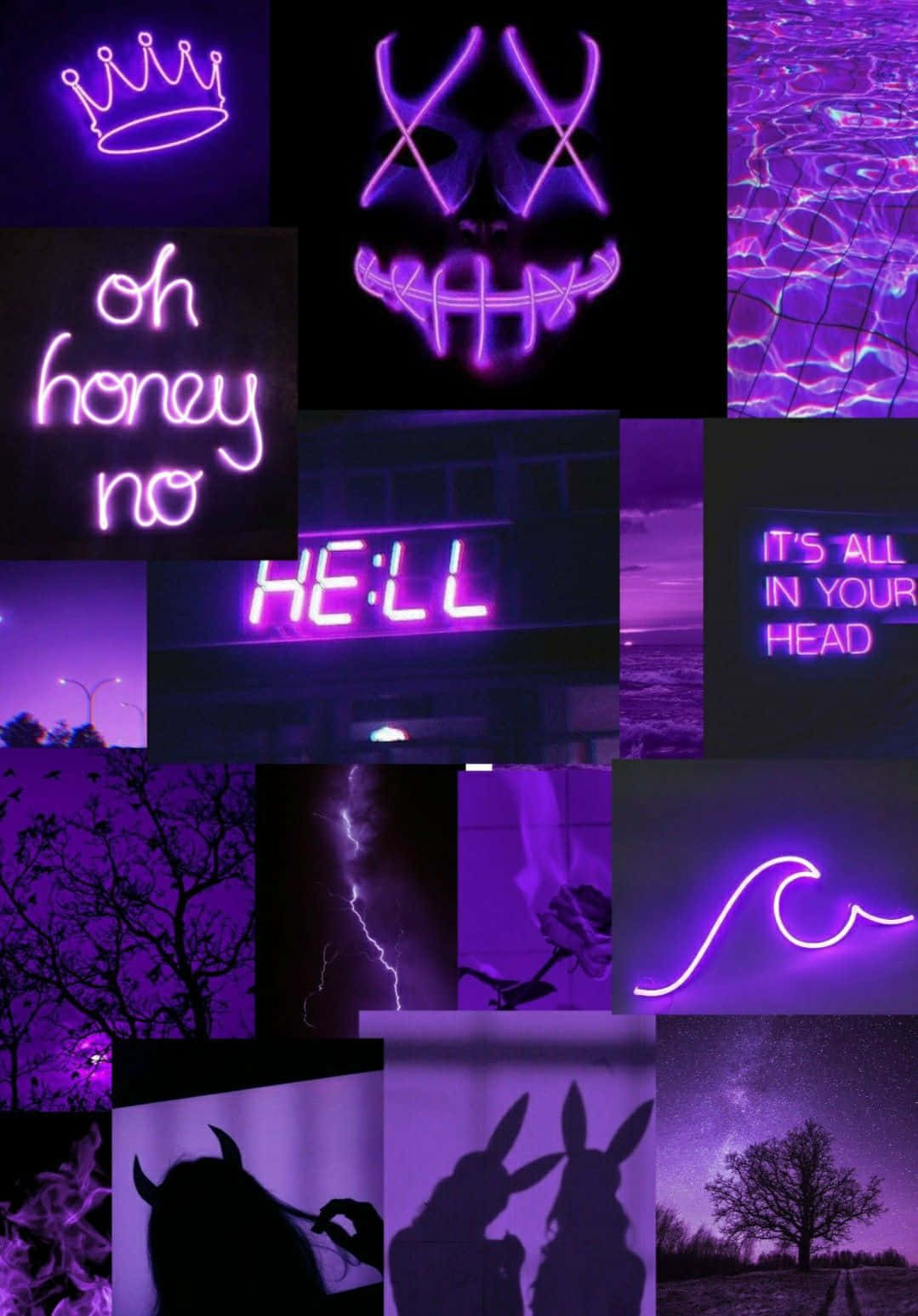 Neon_ Dark_ Purple_ Collage_ Aesthetic Wallpaper