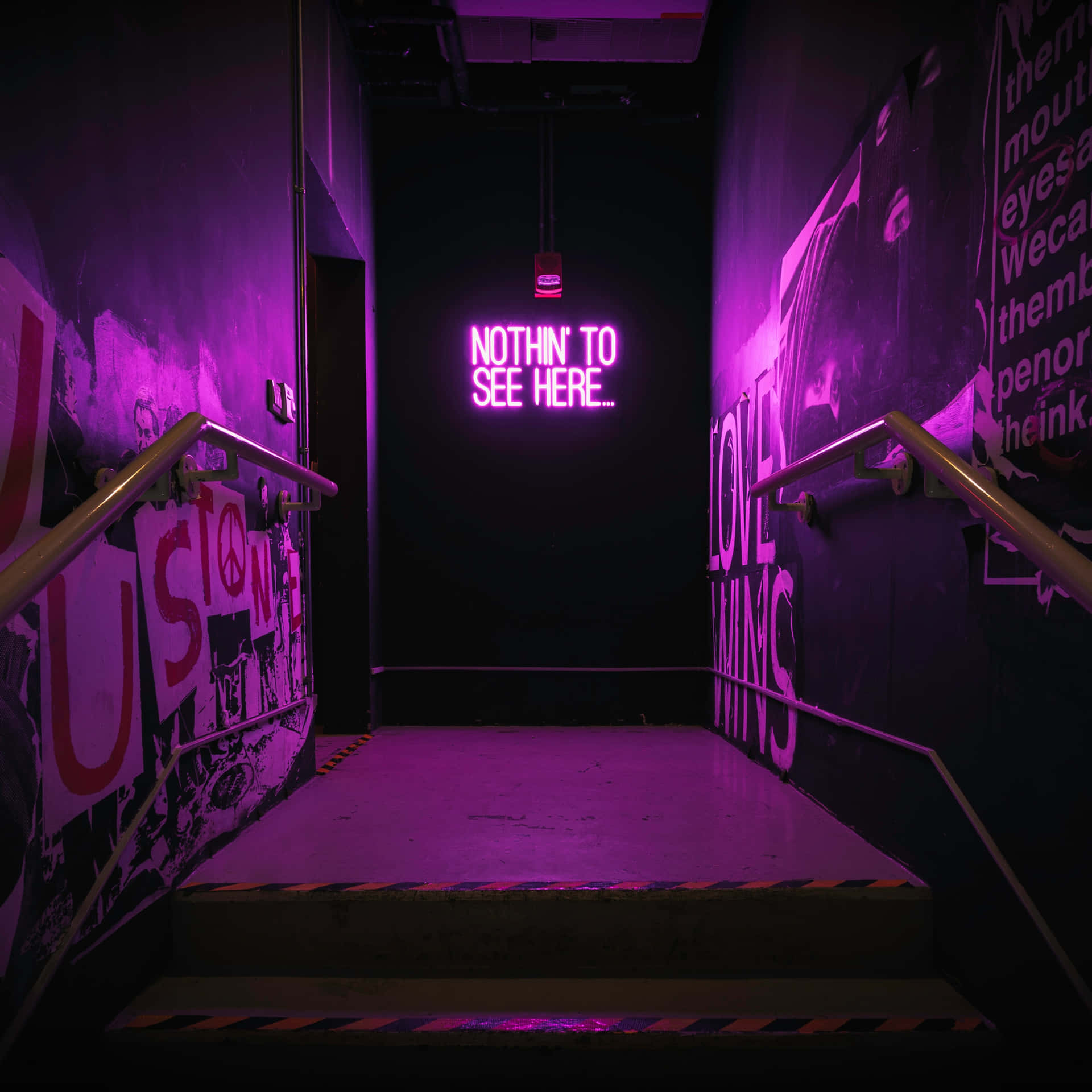 Neon Dark Purple Staircase Aesthetic Wallpaper