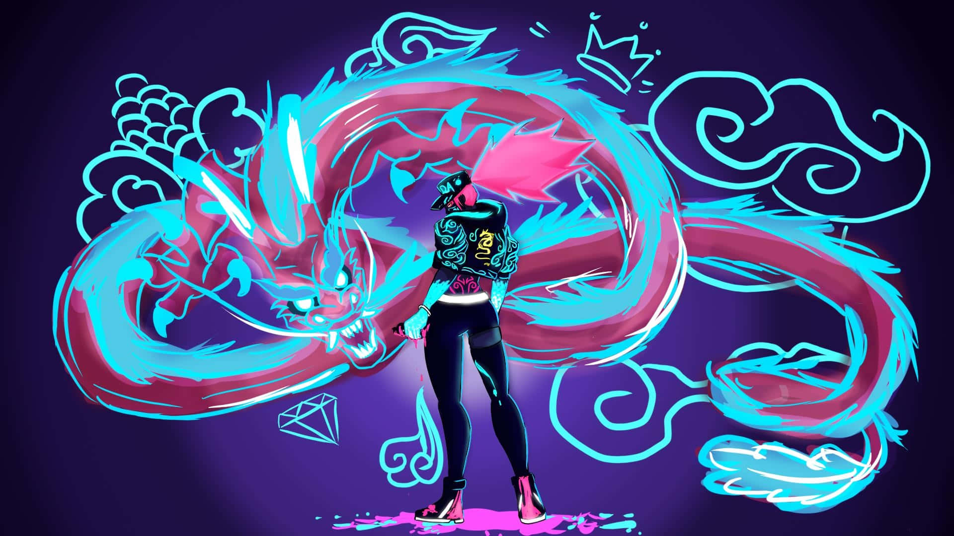 Neon Dragon Graffiti Artist Wallpaper