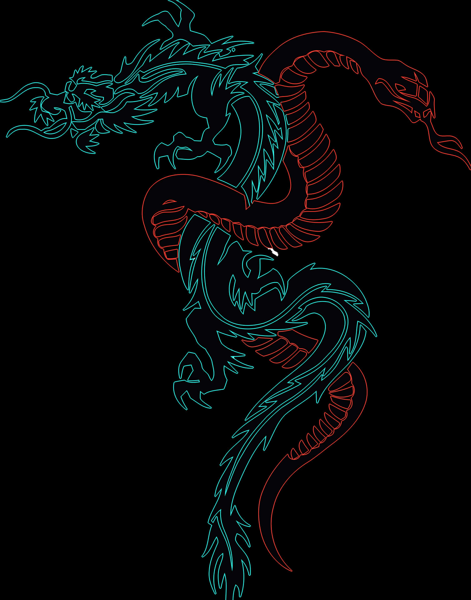 Neon Dragon Tattoo Design PNG