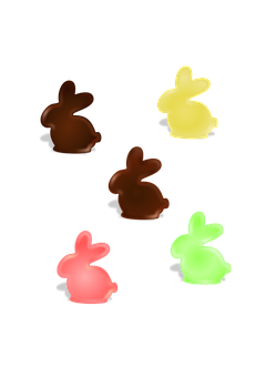 Neon Easter Bunny Silhouettes PNG