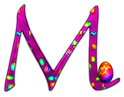 Neon Easter Egg Alphabet M N PNG