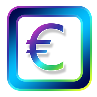 Neon Euro Symbol Icon PNG