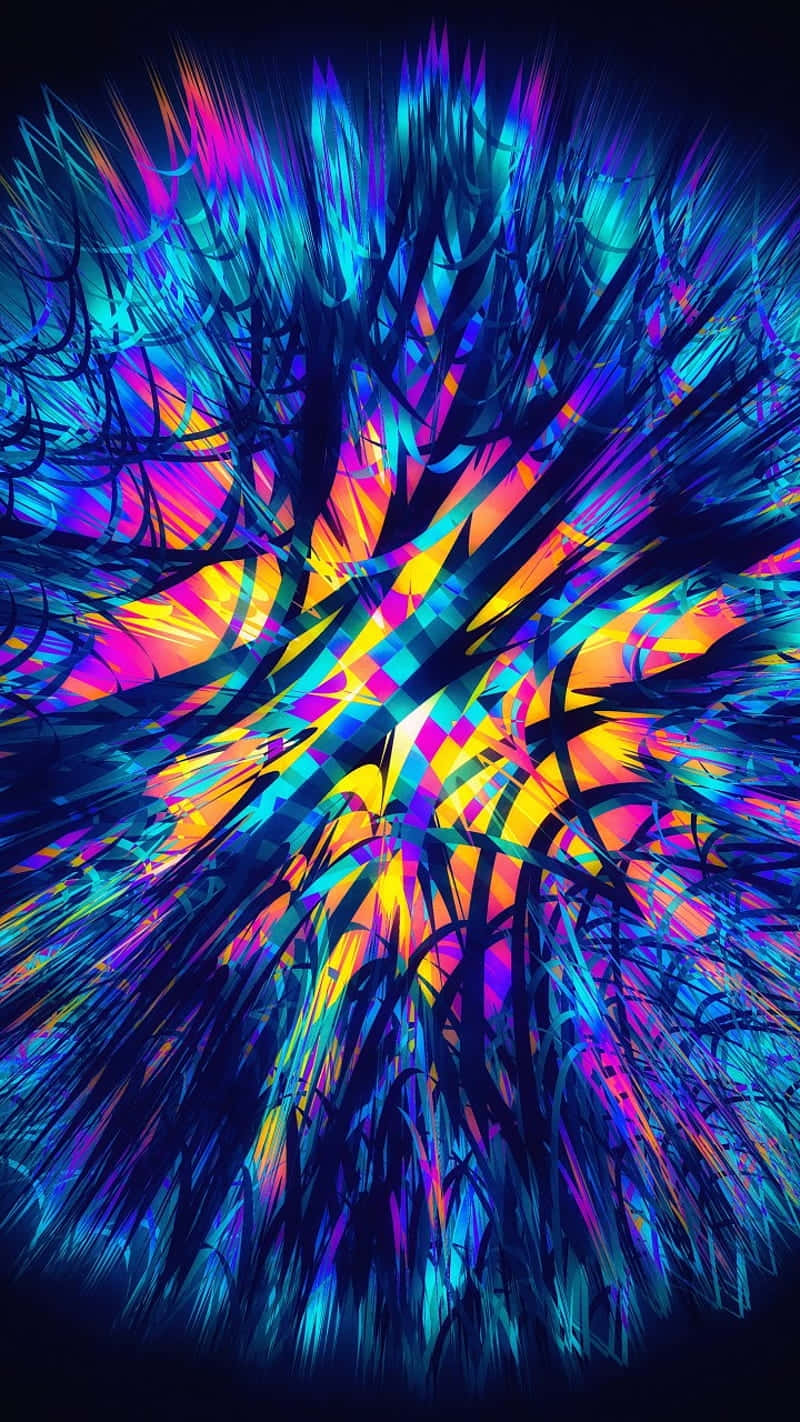 Neon Feather Explosion Wallpaper