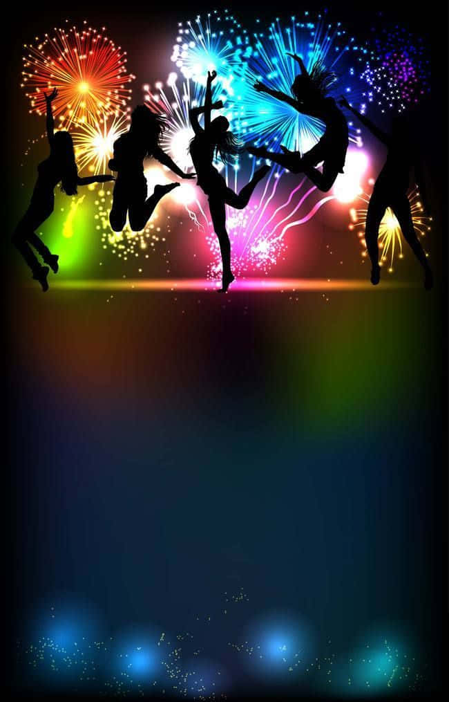 Neon Firework Dance Celebration Wallpaper