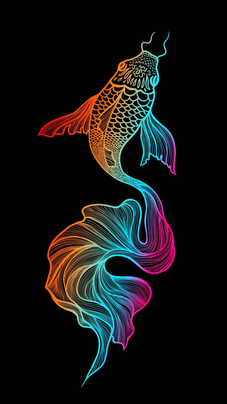 Download Neon Fish Art Iphone Wallpaper