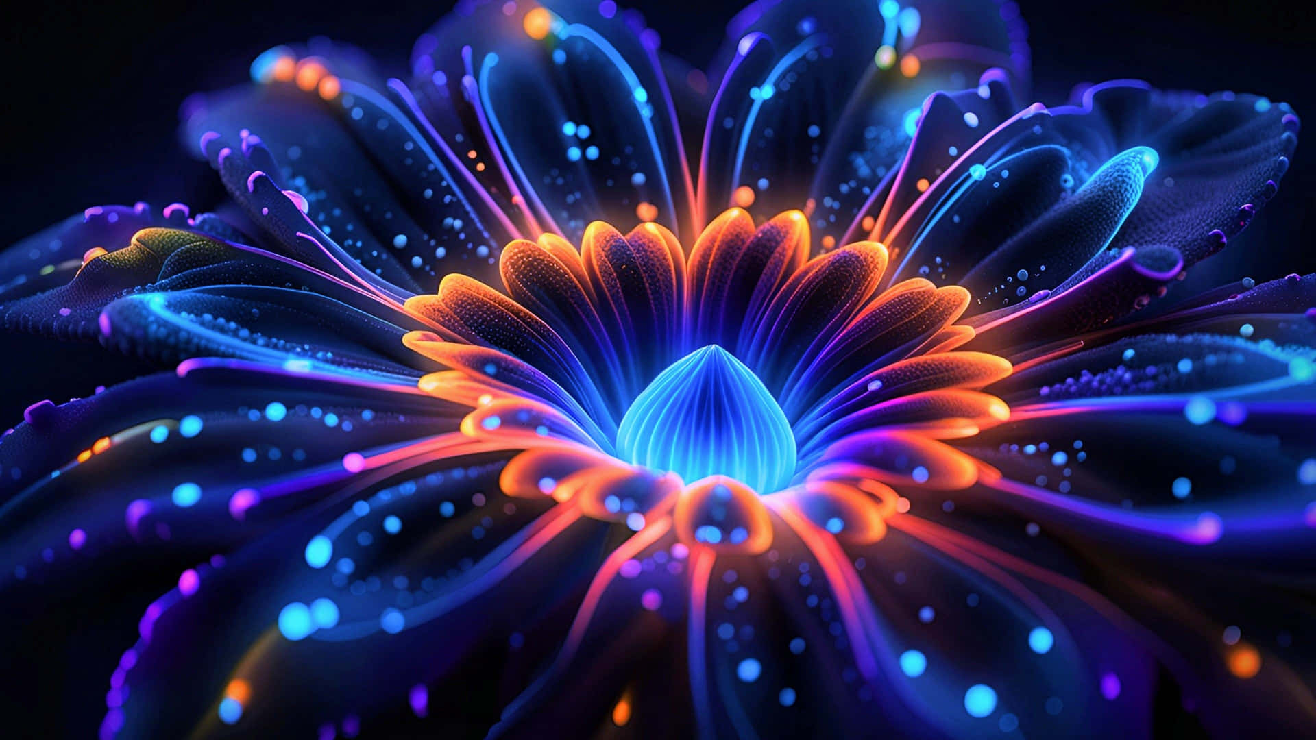 Neon Floral Abstract Artwork Wallpaper