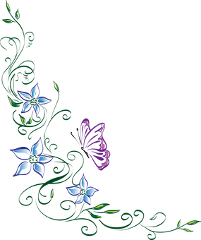 Neon Floral Butterfly Design PNG
