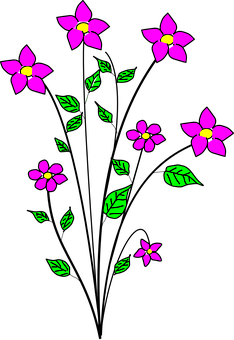 Neon_ Floral_ Pattern_ Black_ Background PNG