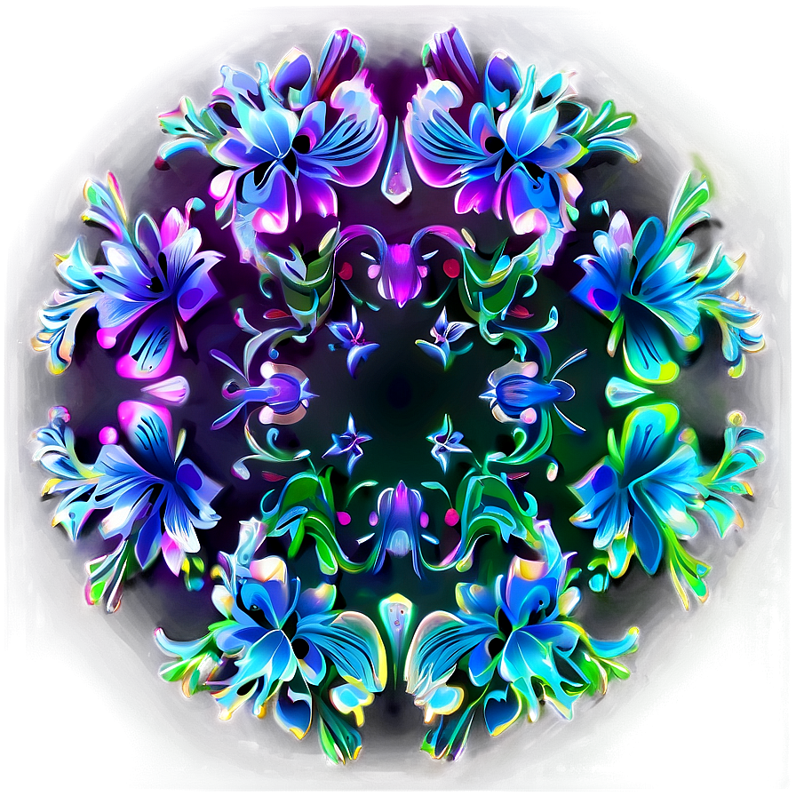 Neon Floral Pattern Png Ehm6 PNG