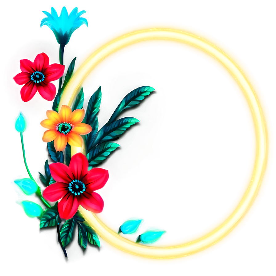 Neon Flower Circle Png 06252024 PNG