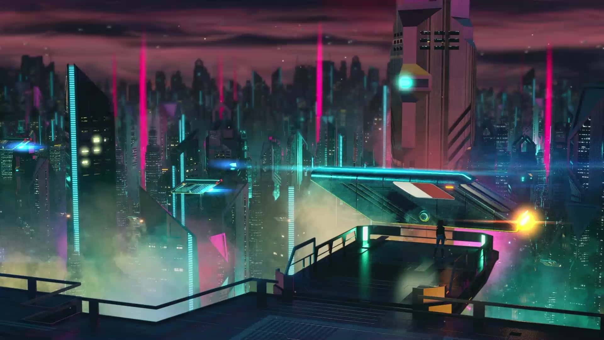 Neon Future Cityscape Wallpaper