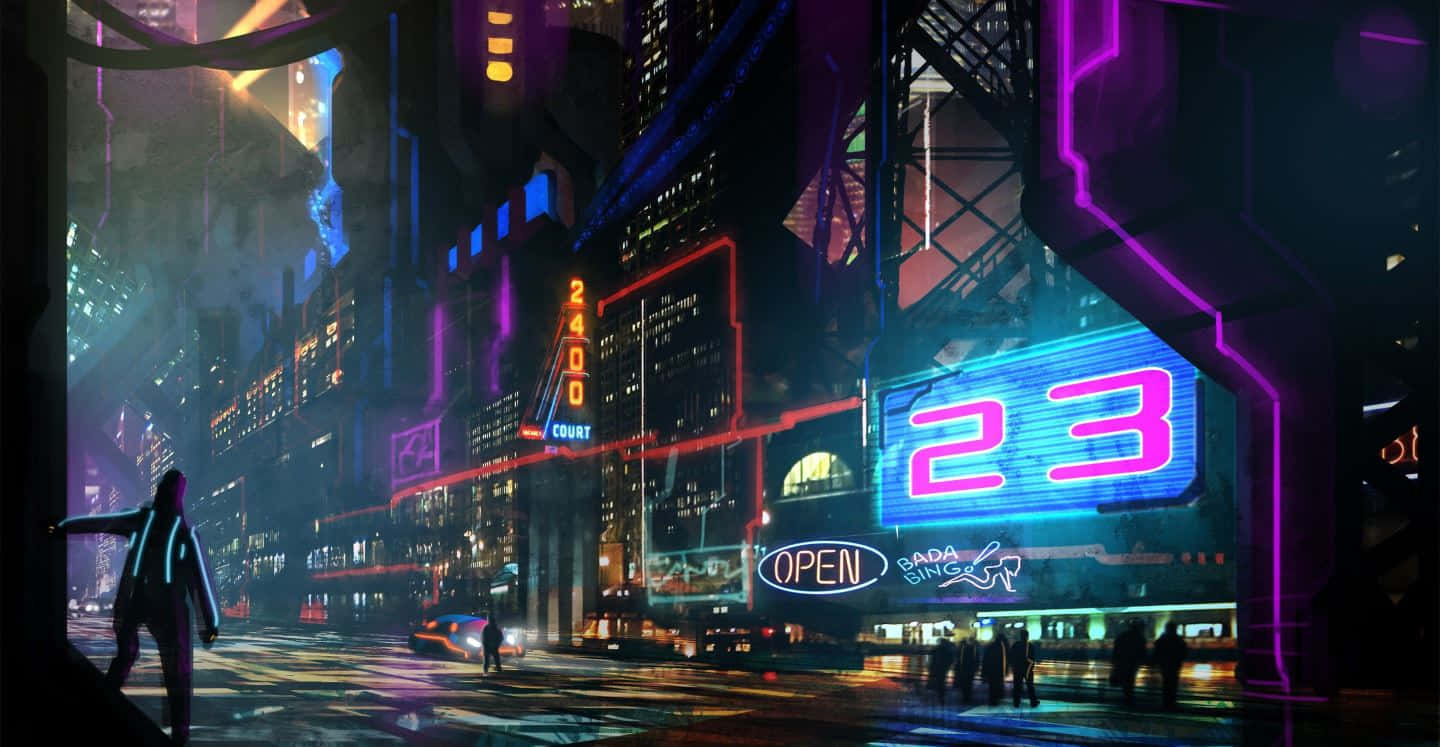 Neon Future Cityscape Wallpaper