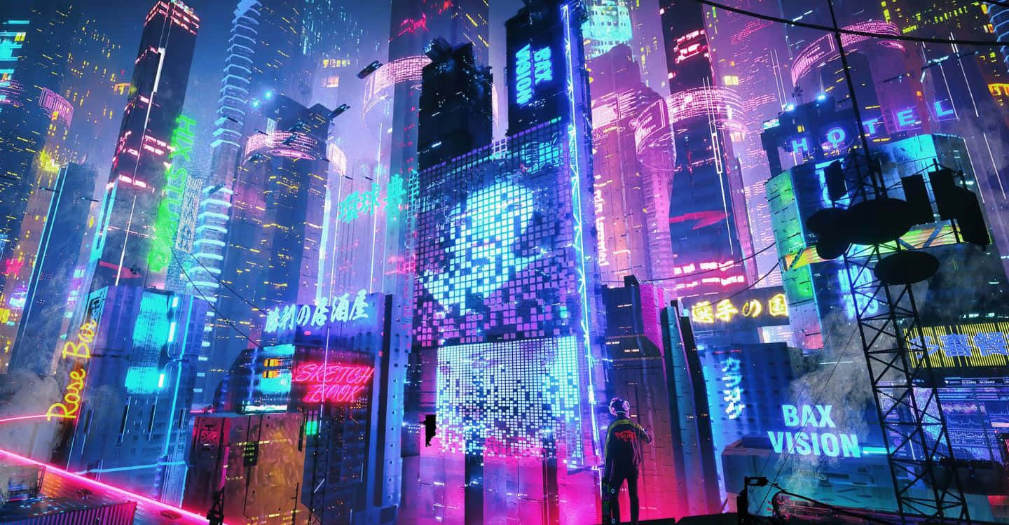 Neon Future Cityscape Wallpaper