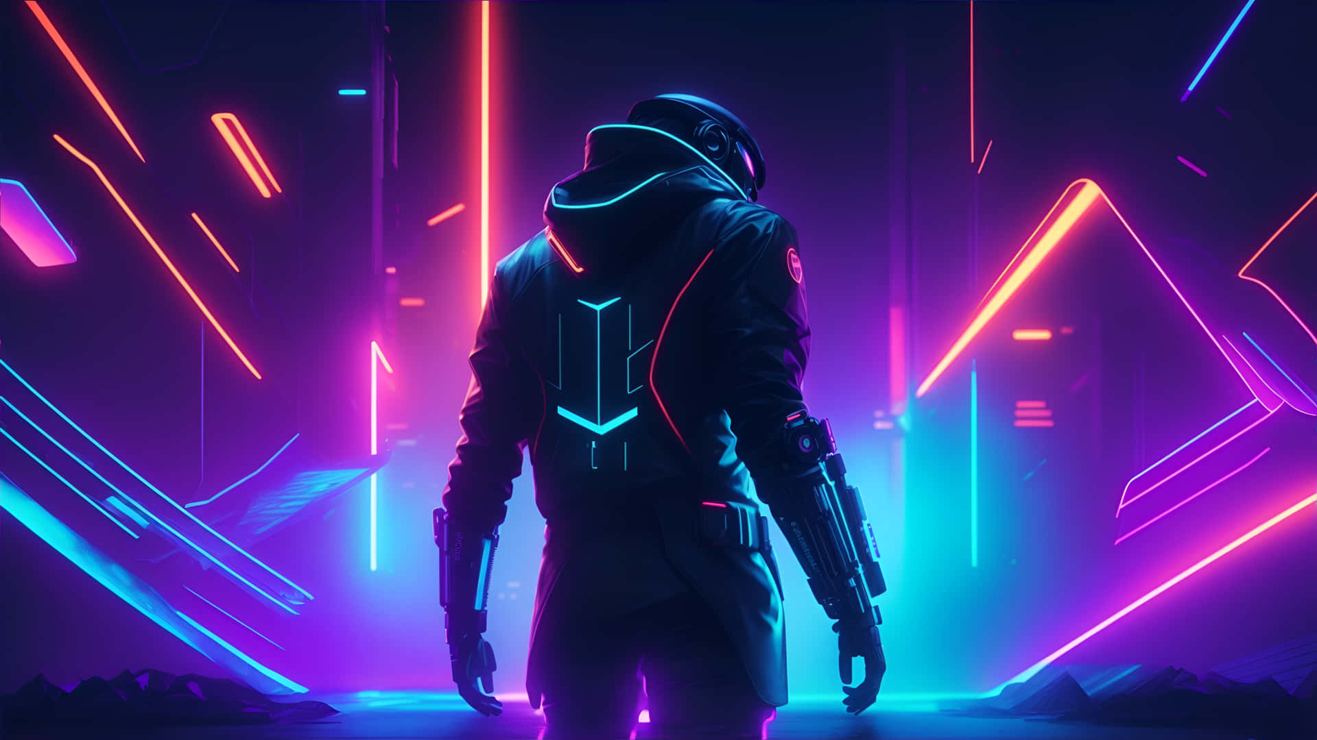 Neon Futuristic Soldier Artwork Wallpaper