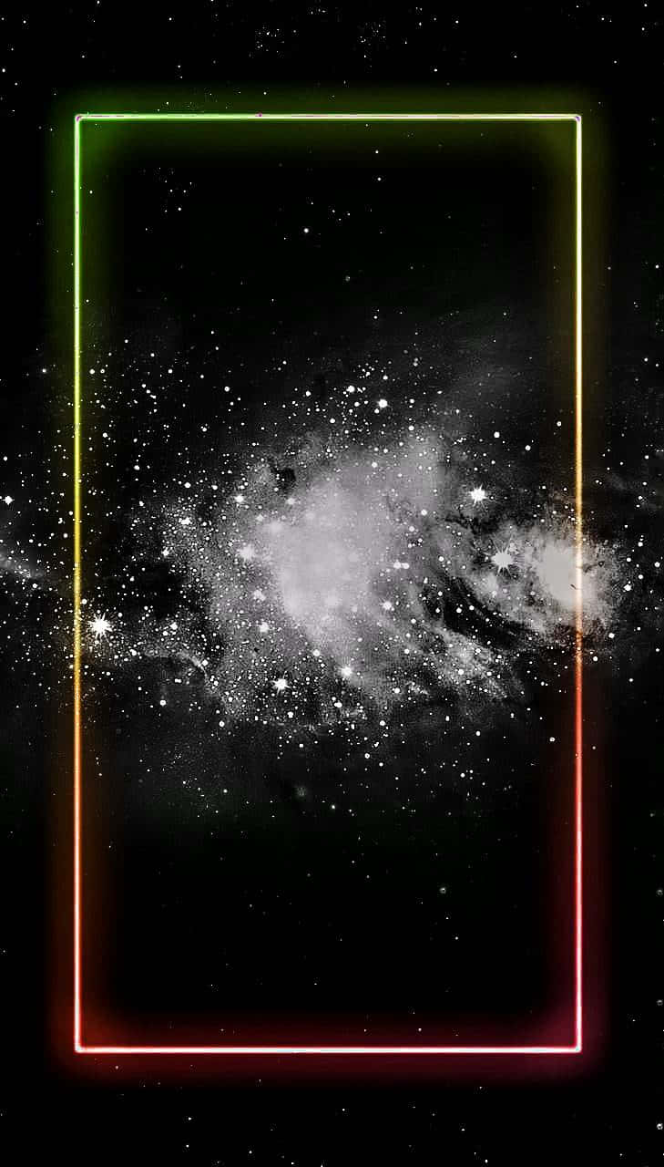 a square frame with a galaxy in the background Wallpaper