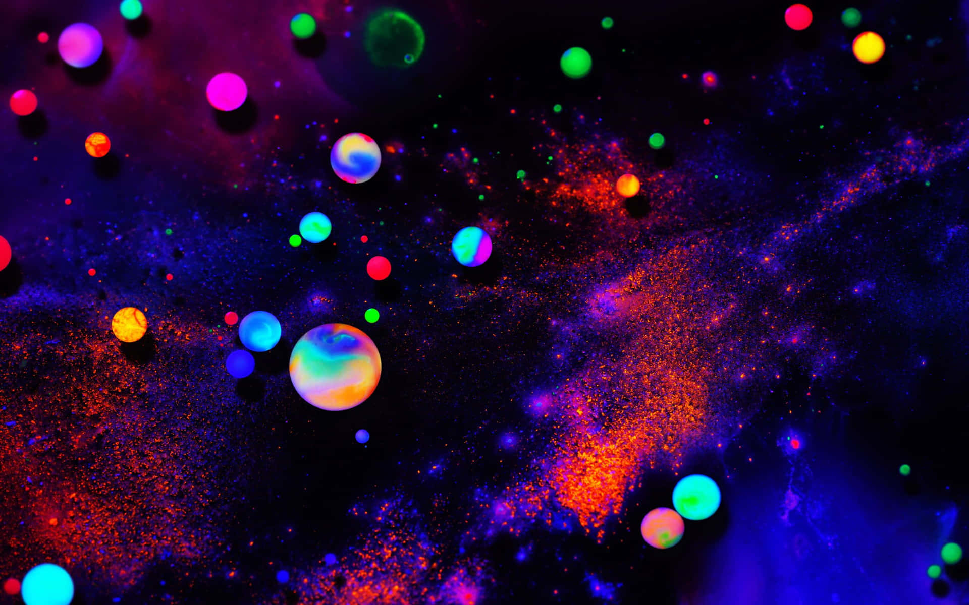Lys opp ditt verden med Neon Galaxy: Et levende skue av farger. Wallpaper