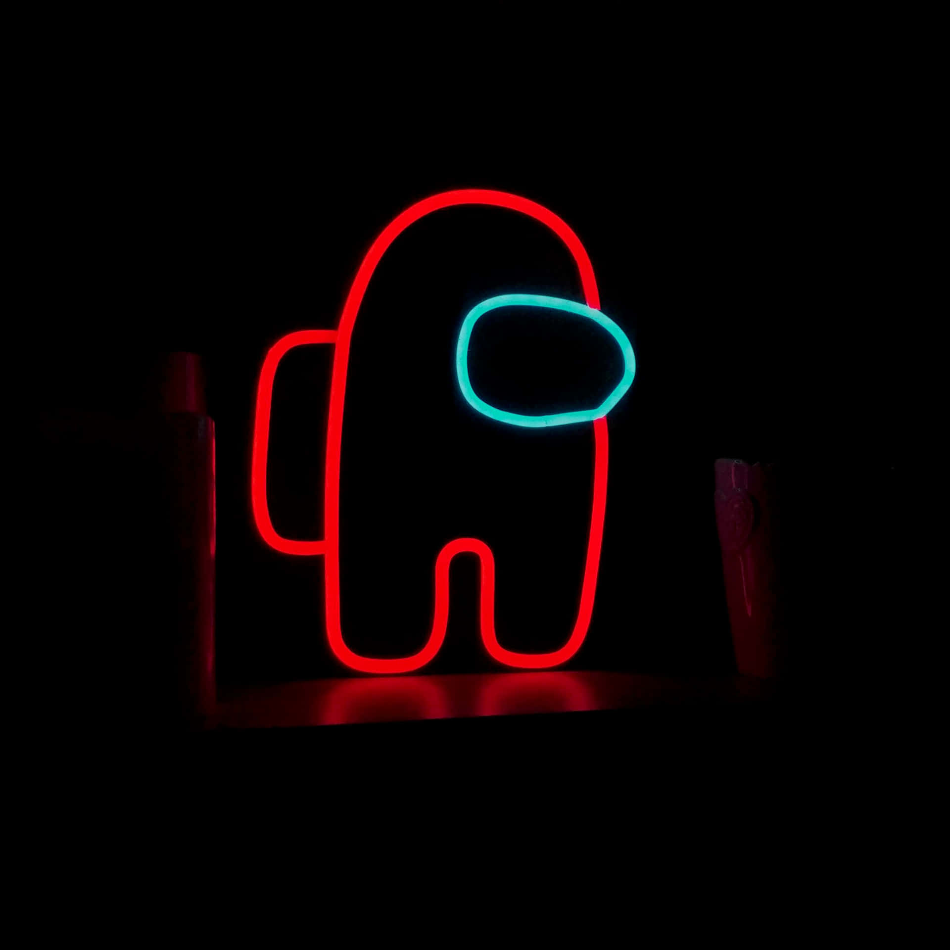 A Neon Sign With A Red And Blue Light Wallpaper