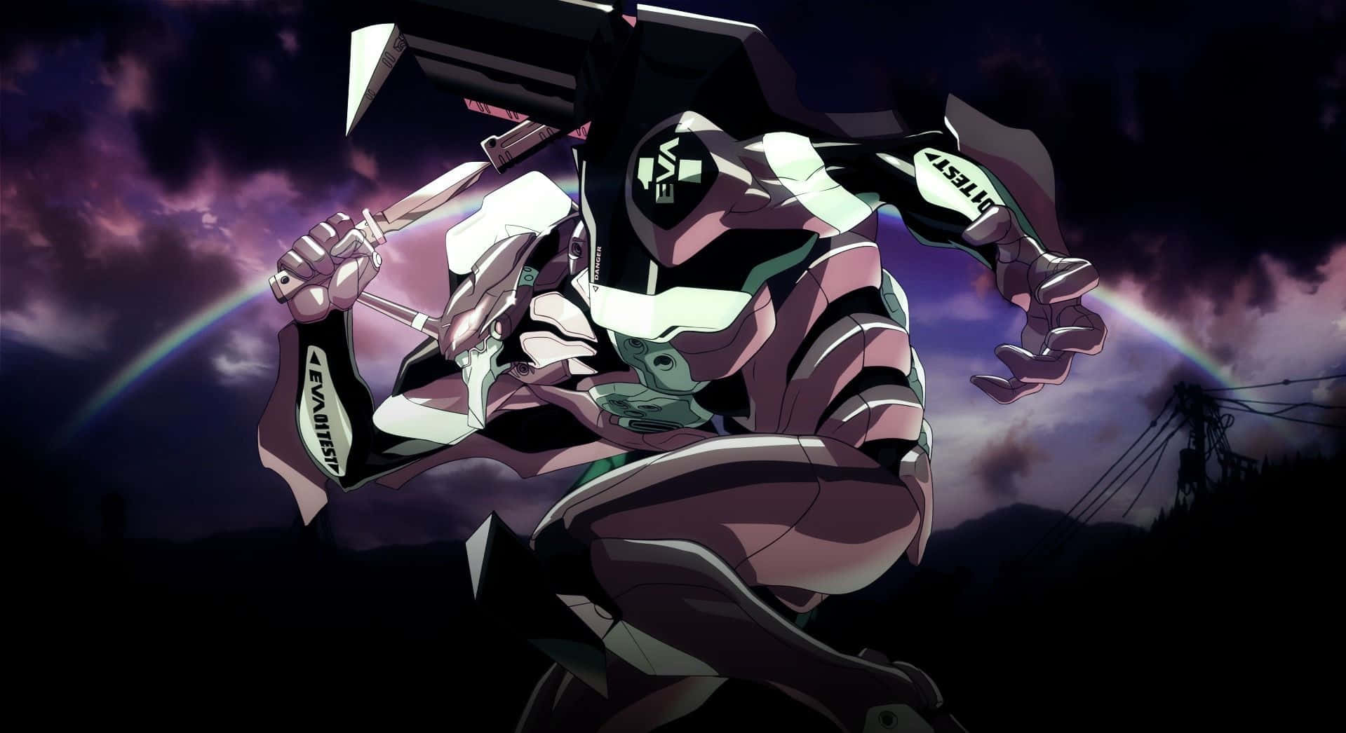 Shinjiikari Står Häpna Framför De Mekaniska Odjuren I Neon Genesis Evangelion.