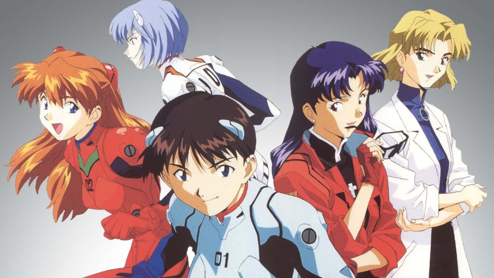 An iconic image of pilot Rei Ayanami at the center of Evangelion.