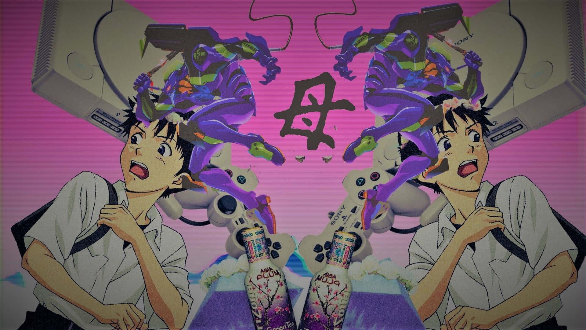 Neon Genesis Evangelion Vaporwave Anime Wallpaper