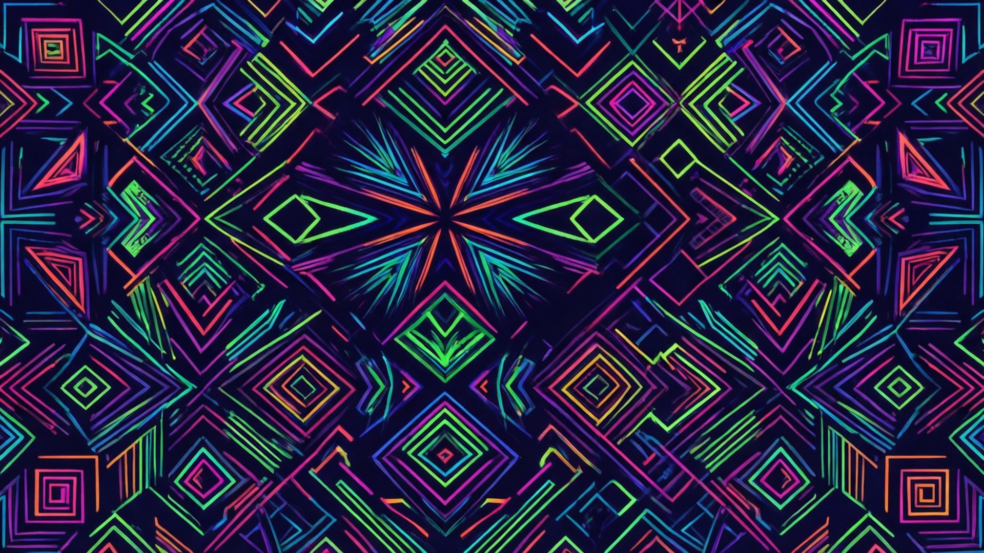 Neon geometrisk mønster Wallpapers — Geometrisk neonmønster i ultra-bred, moderne abstrakt tapet.