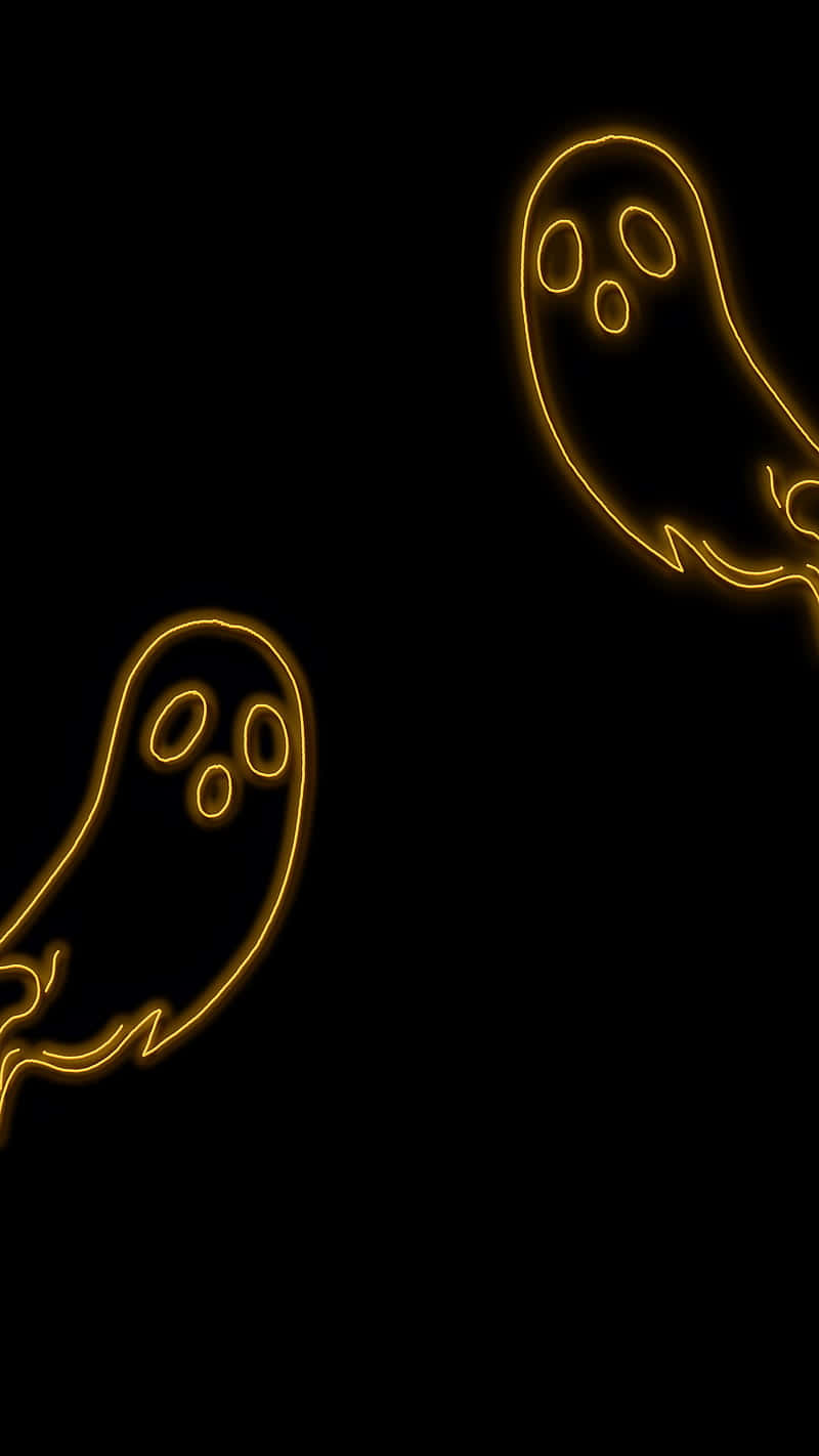 Neon Ghostly Encounter Black Halloween Wallpaper