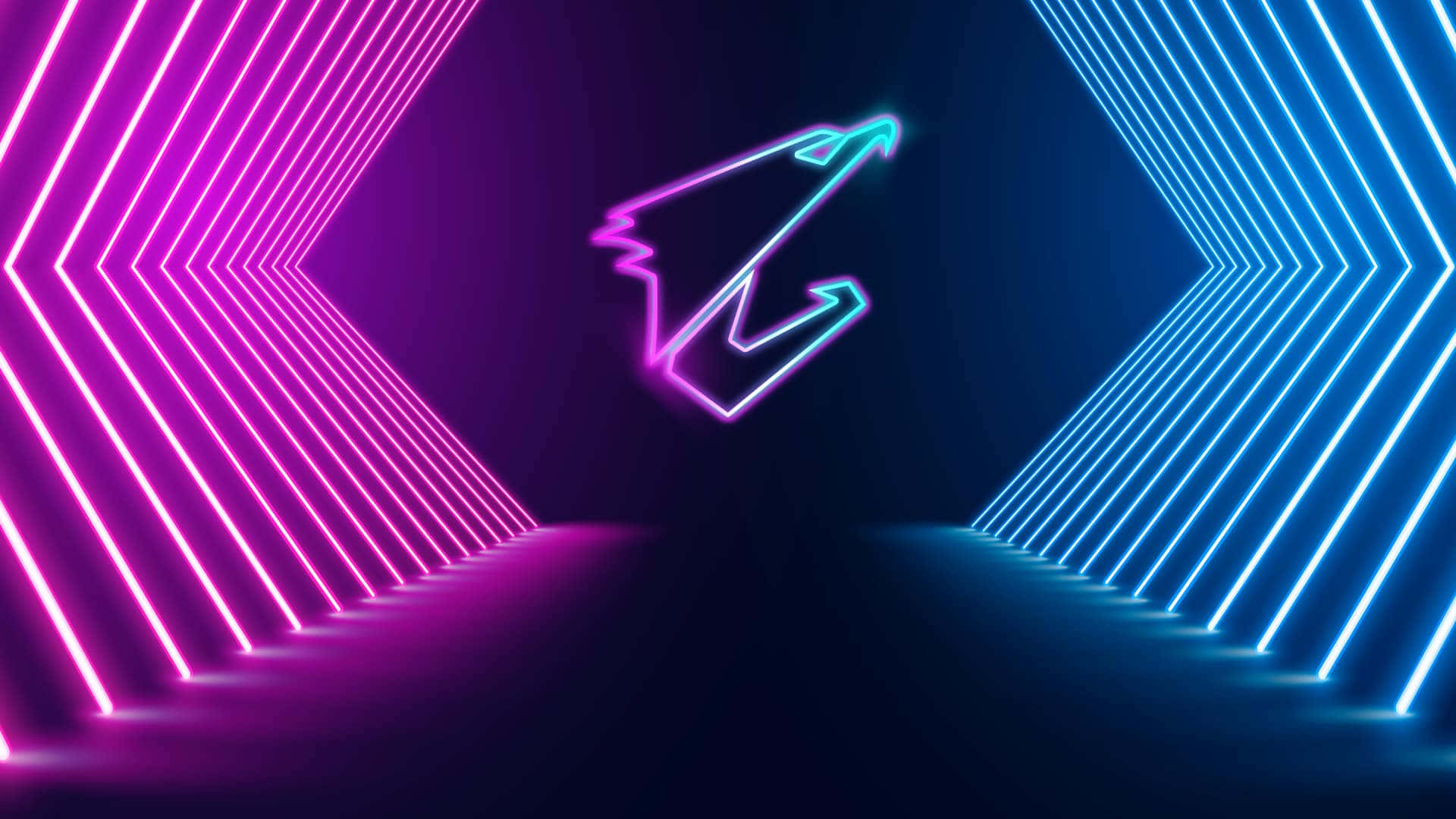Neon Gigabyte Logoin Virtual Space Wallpaper