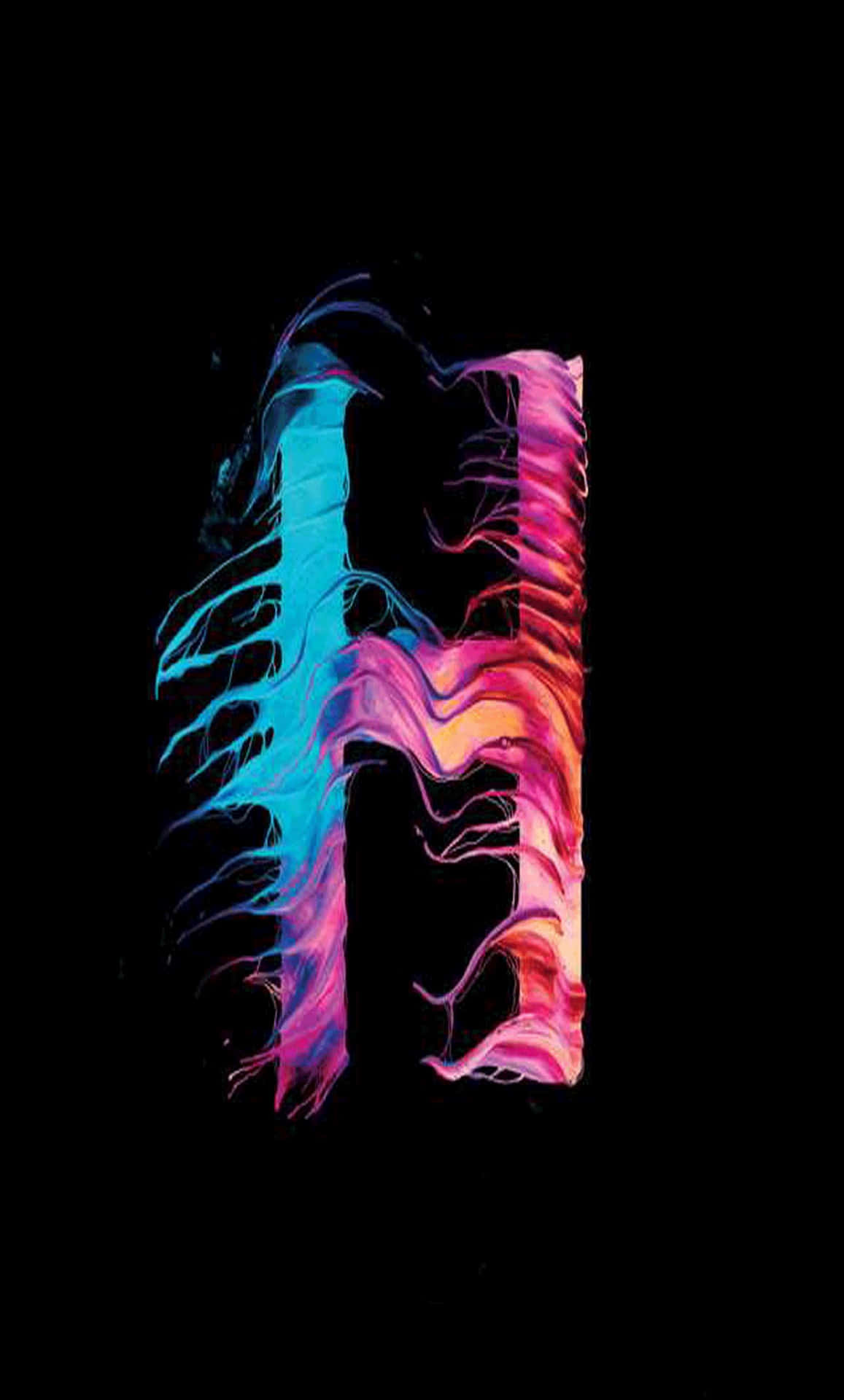 Neon Glitch Letter H Art Wallpaper