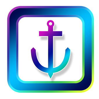 Neon Glow Anchor Icon PNG