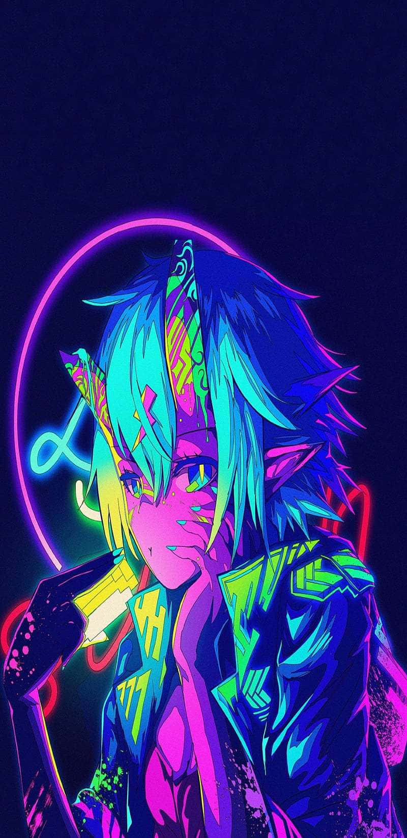 Neon Glow Anime Character Wallpaper