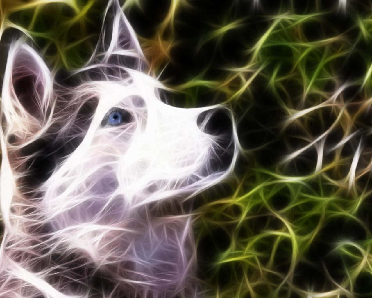 Neon Glow Artistic Dog Wallpaper