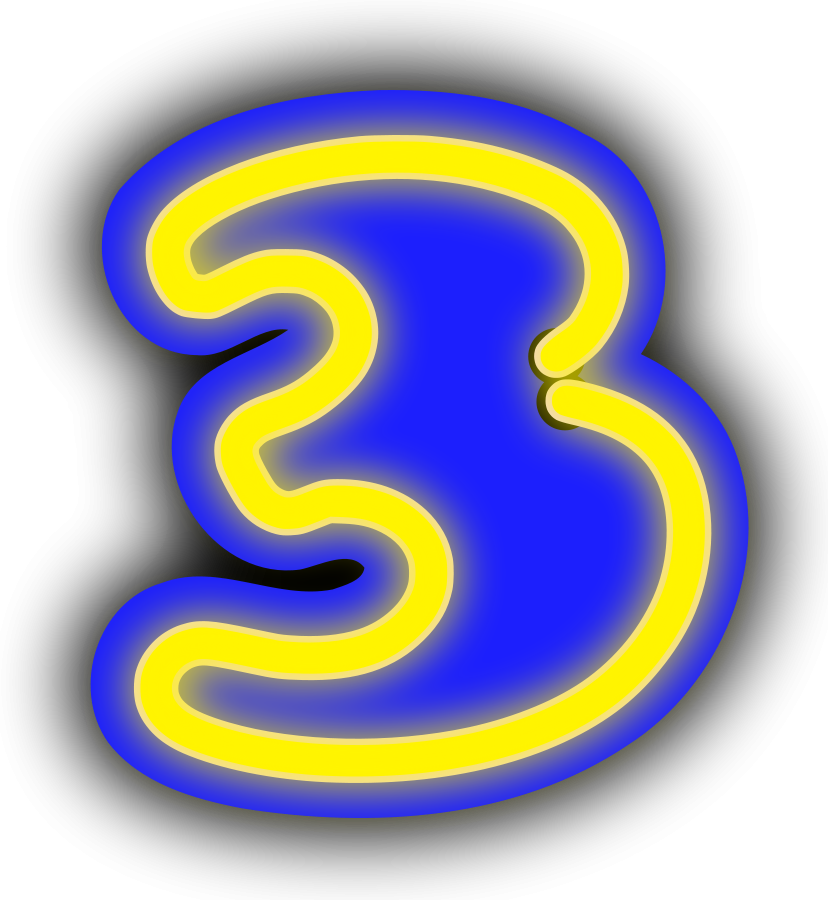 Neon Glow Number Three PNG