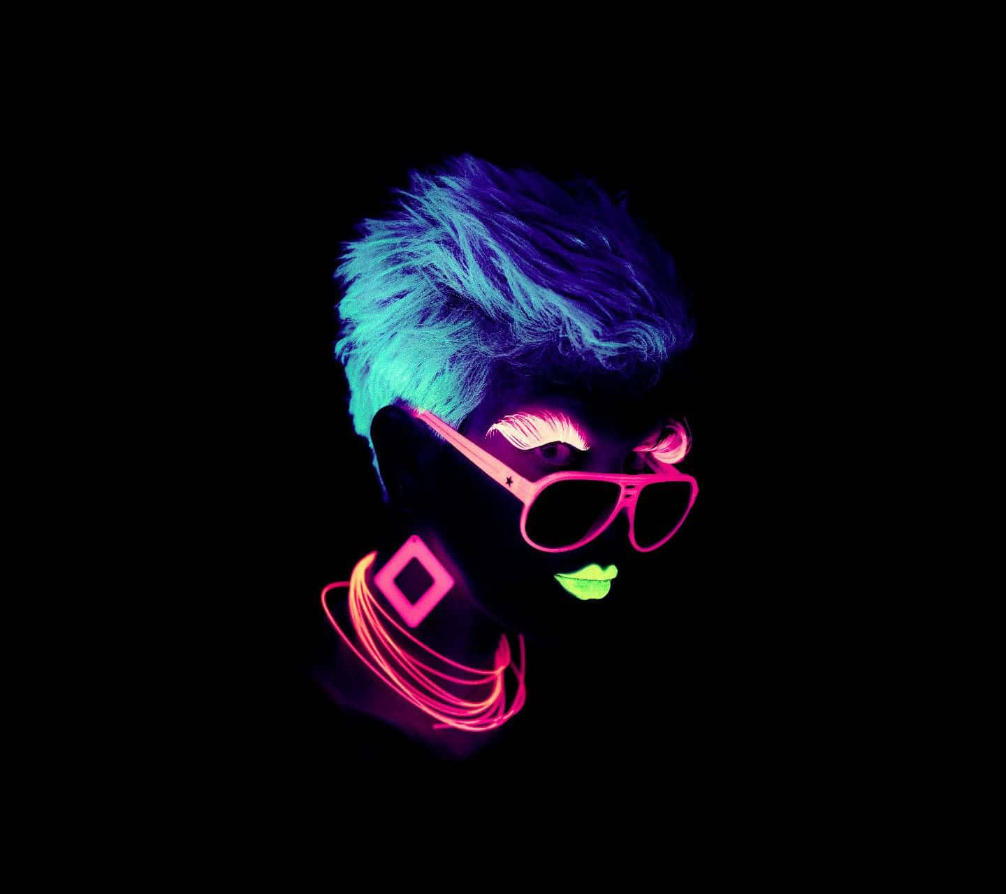 Neon_ Glow_ Portrait_ Under_ Black_ Light Wallpaper