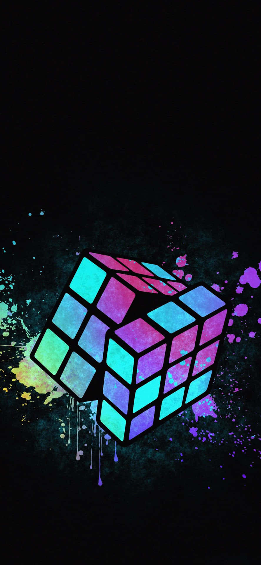 Neon Glow Rubiks Cube Art Wallpaper