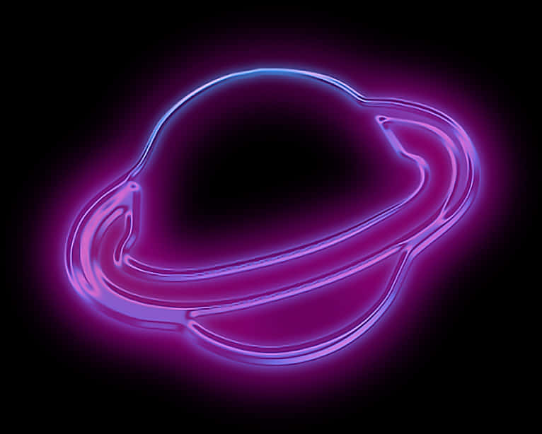 Neon Glow Saturn Illustration PNG