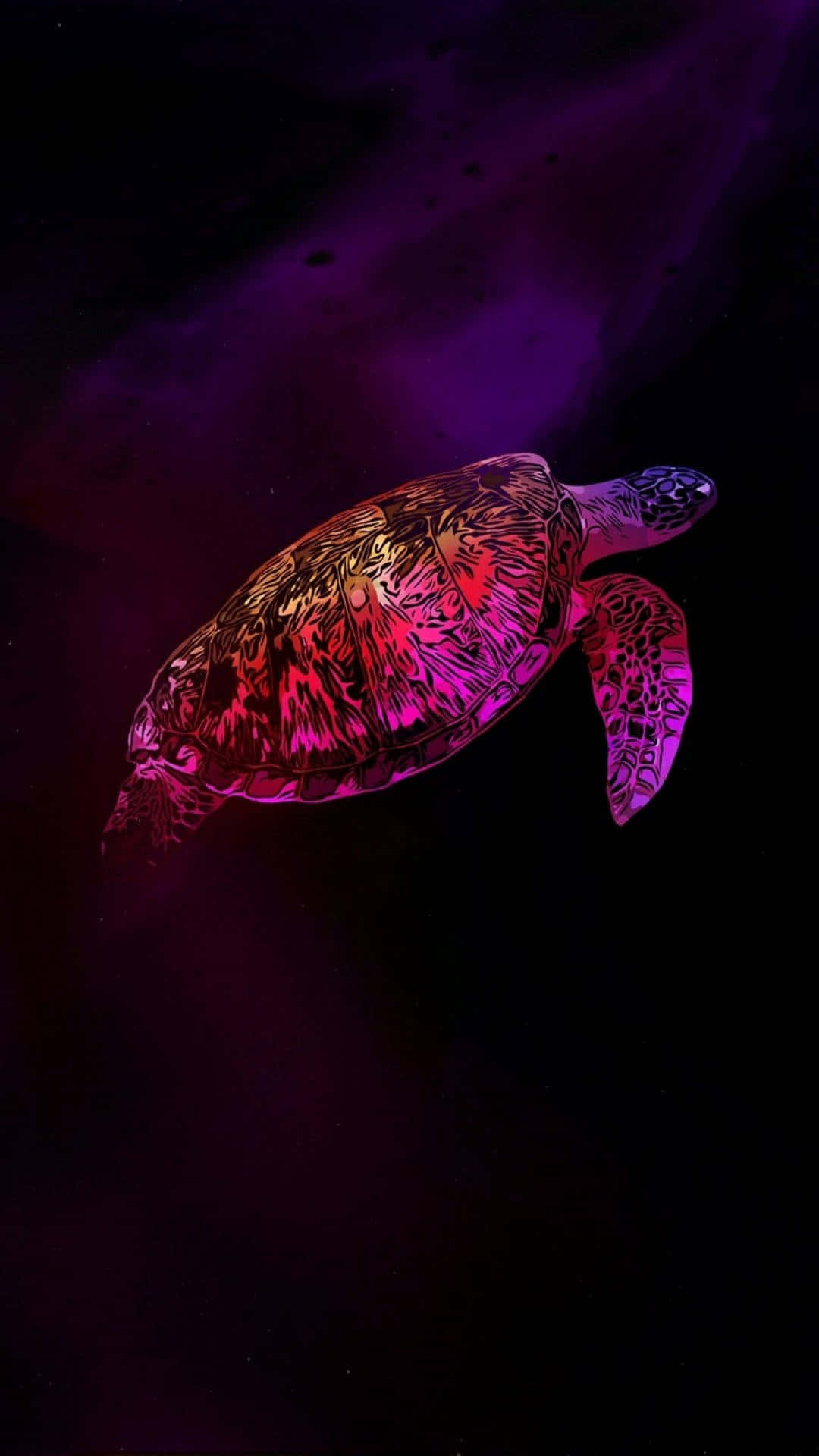Neon Glow Sea Turtle Art Wallpaper