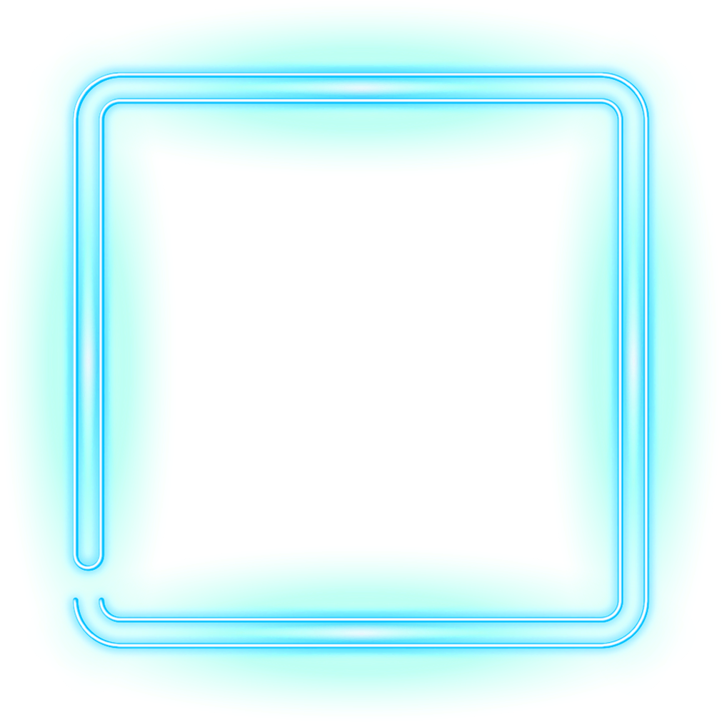 Neon Glow Square Frame PNG