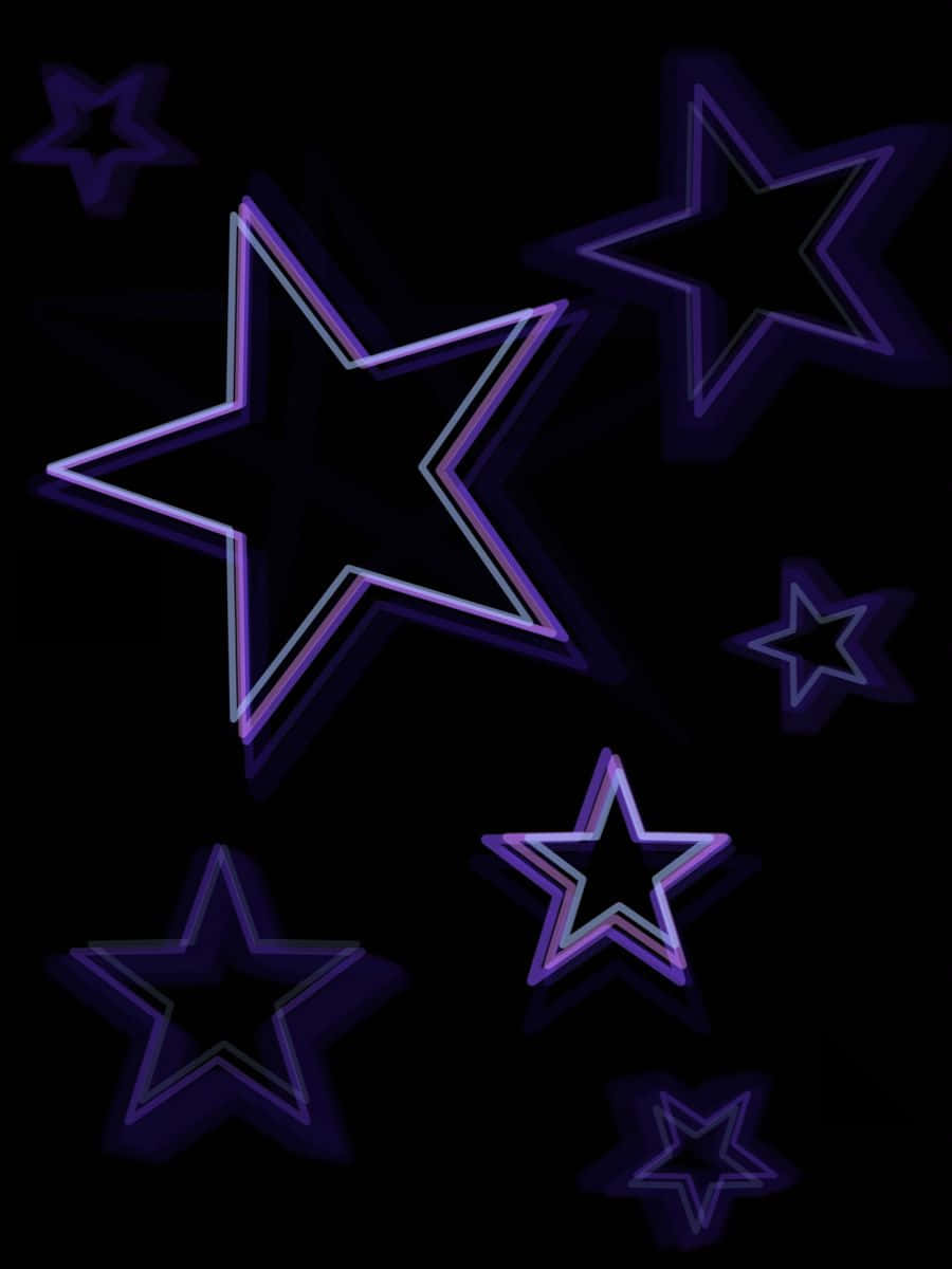 Neon Glow Stars Black Background Wallpaper