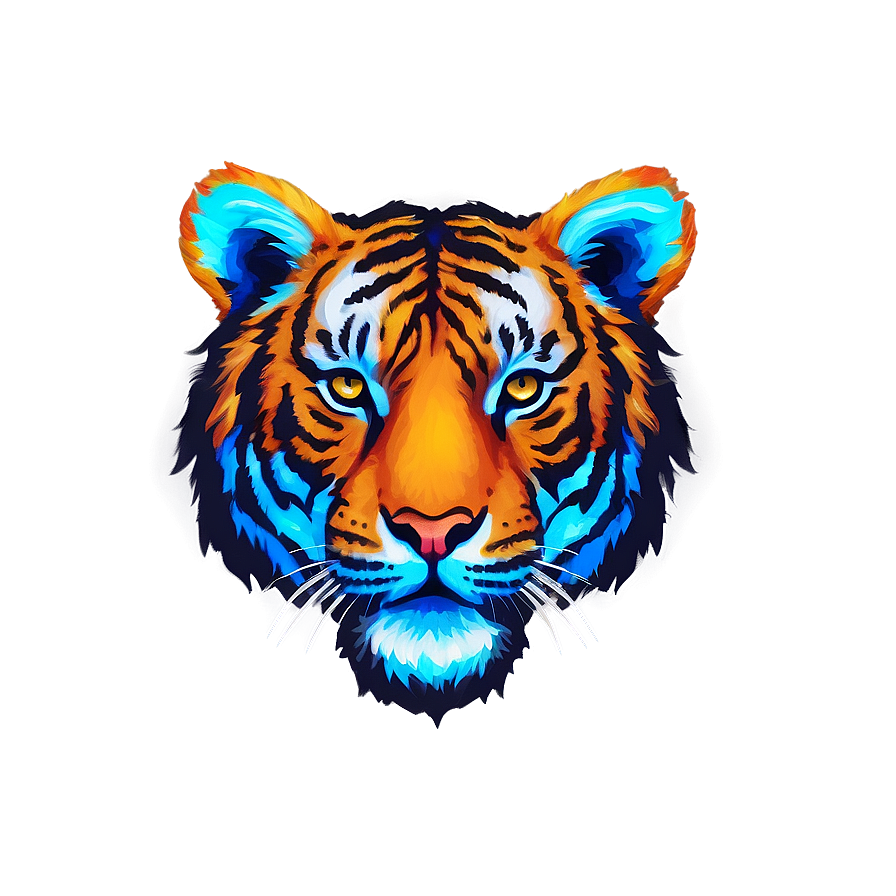 Neon Glow Tiger Face Png Rtr PNG