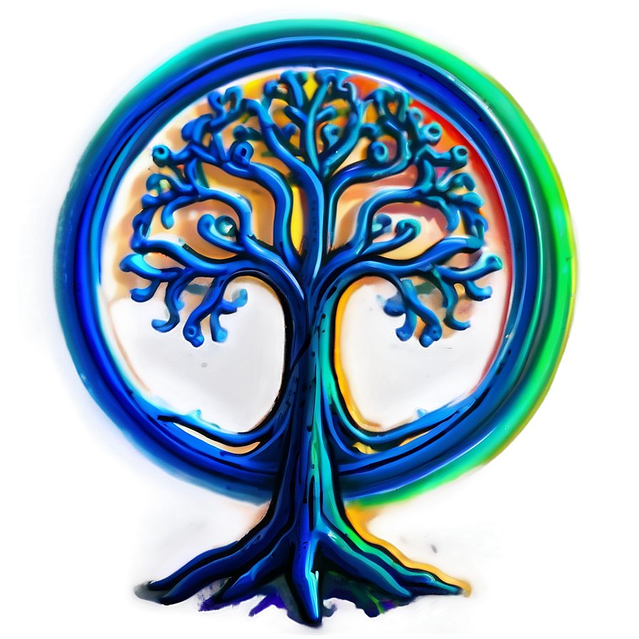 Neon Glow Tree Of Life Concept Png Luj PNG