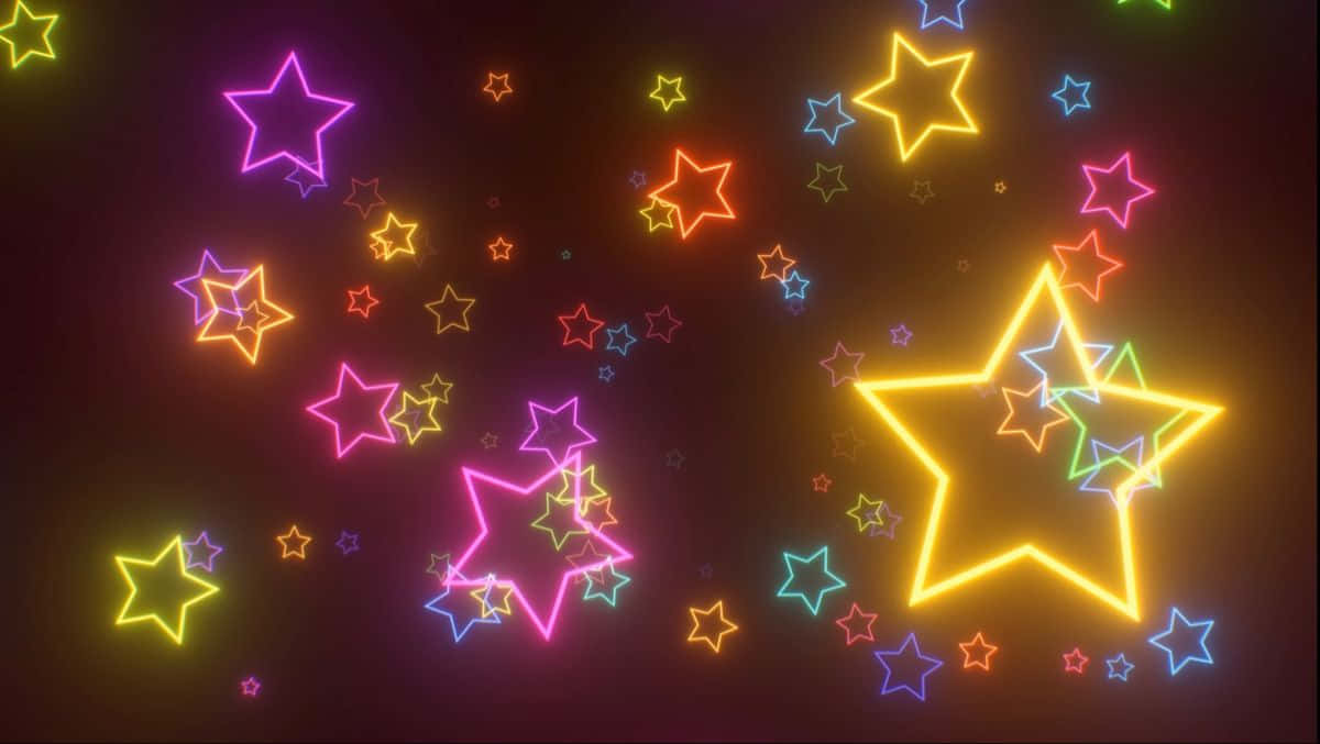 Neon Glowing Stars Background Wallpaper