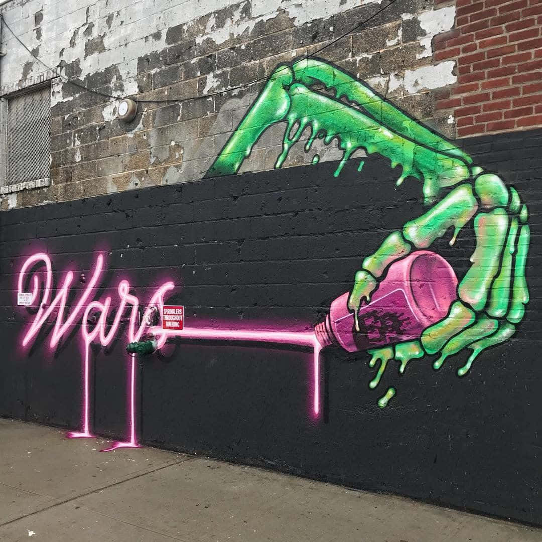 Neon Graffiti Artwork Spray Can Wallpaper