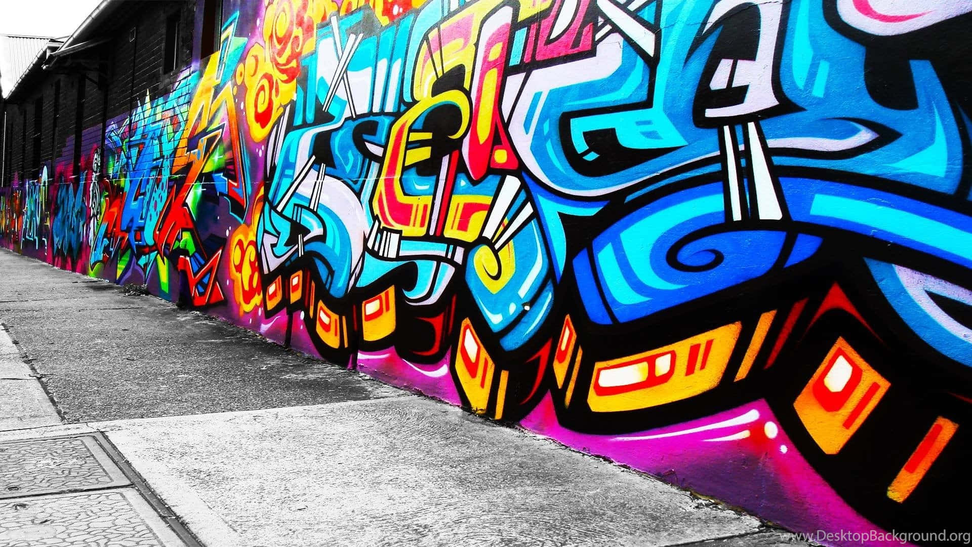 Neon Graffiti Wall Art Wallpaper