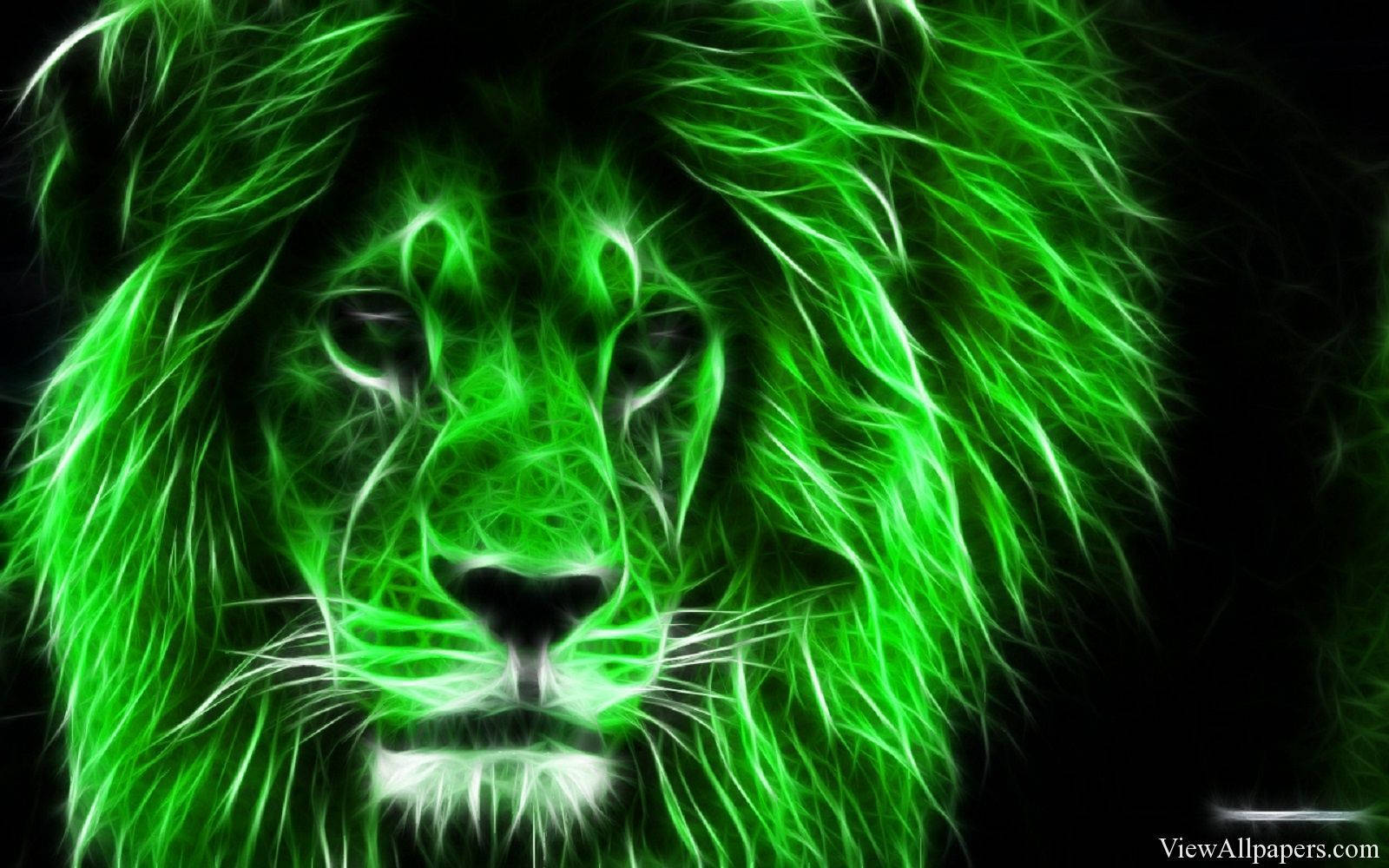 Neongrön 3d-leeuhuvud Wallpaper