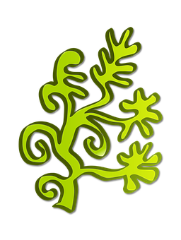 Neon Green Abstract Plant Art PNG