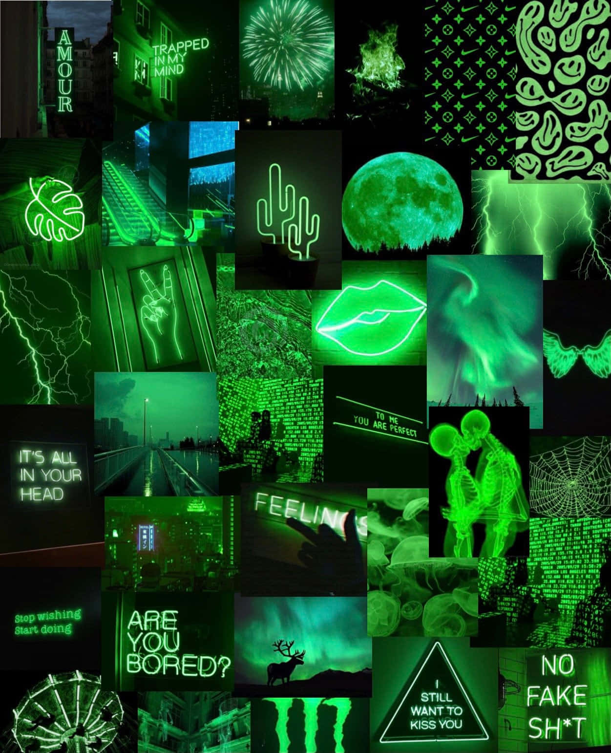 Caption: Vibrant Neon Green Aesthetic Background