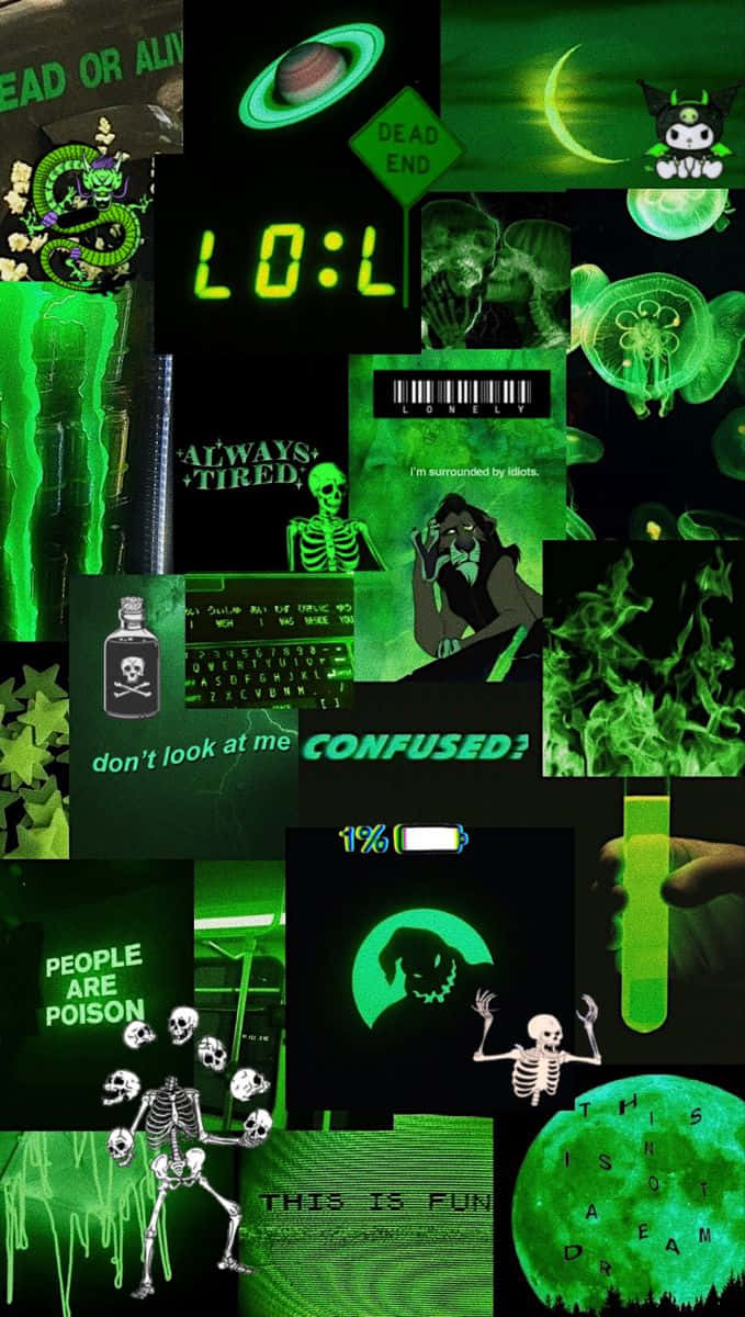 Sfondoastratto Estetico In Verde Neon