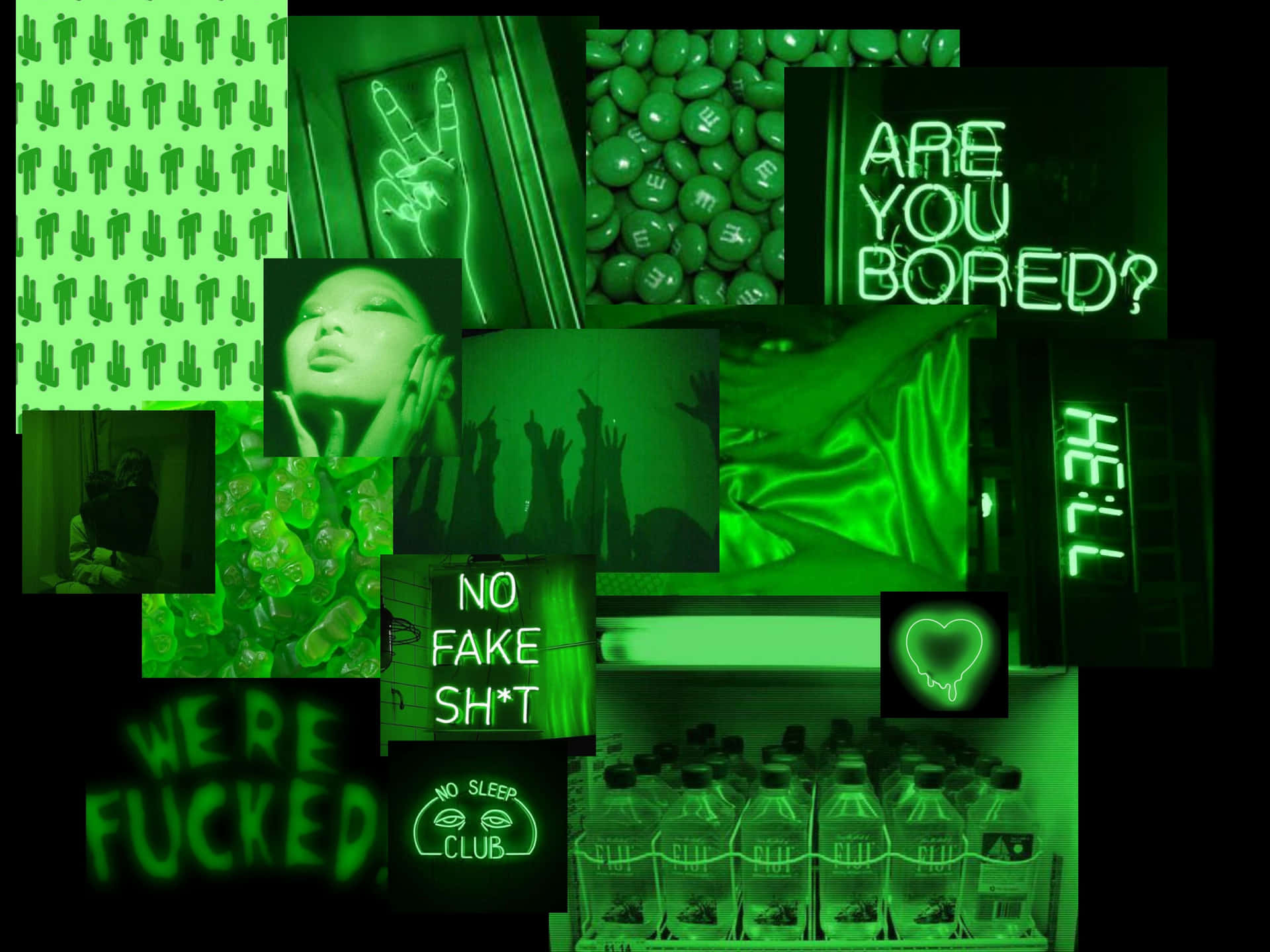 A Stylish Neon Green Desktop Aesthetic Wallpaper