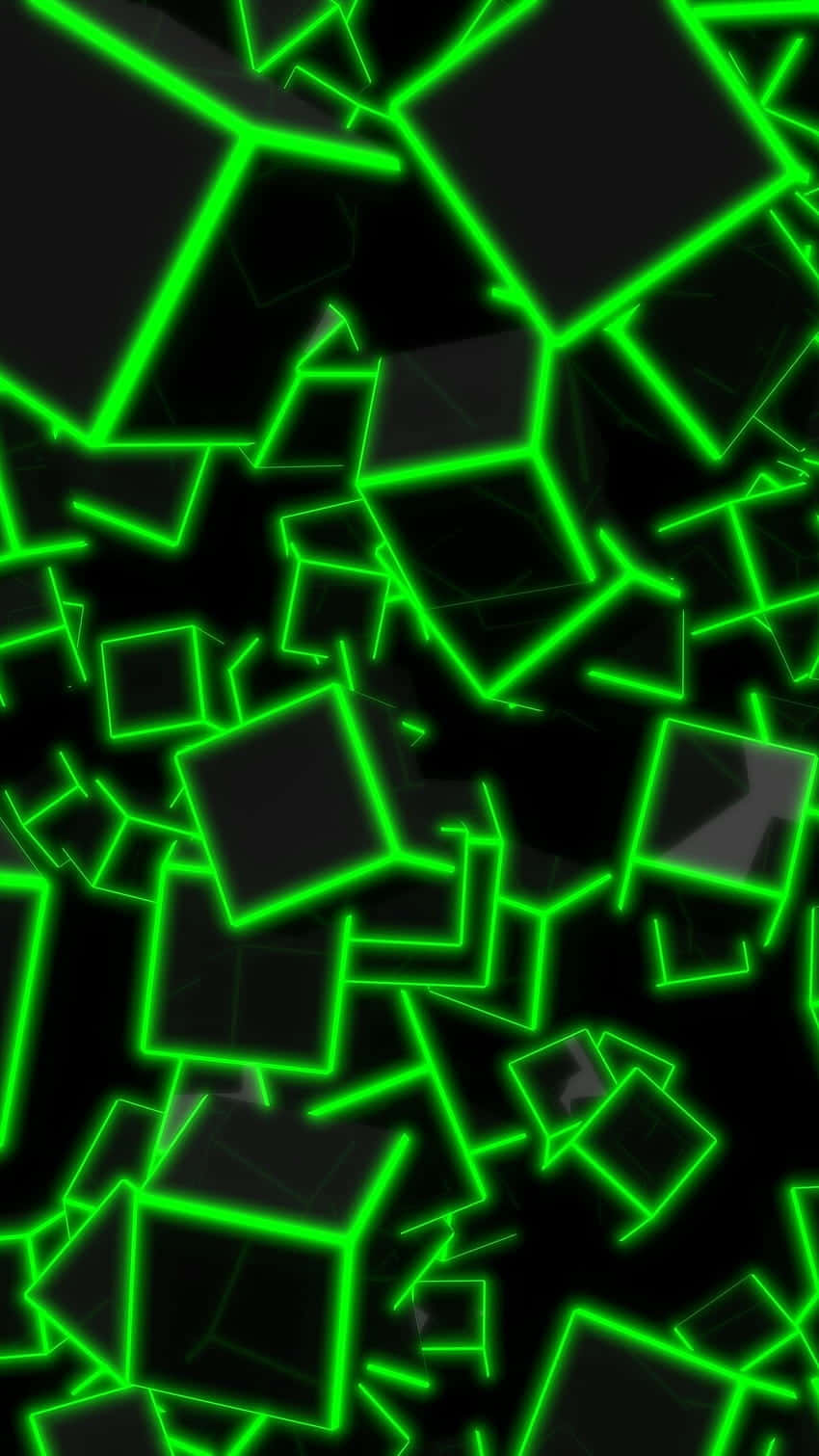 Green Glowing Cubes In The Dark Wallpaper